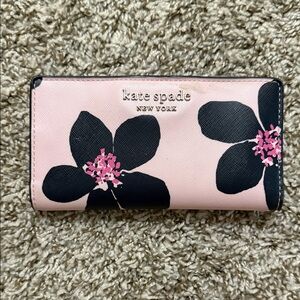 Kate Spade Black and Pink Floral Wallet